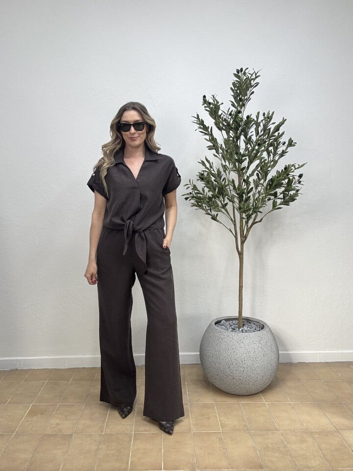 BAĞLAMALI TENCEL TAKIM 3134 S - Kahverengi