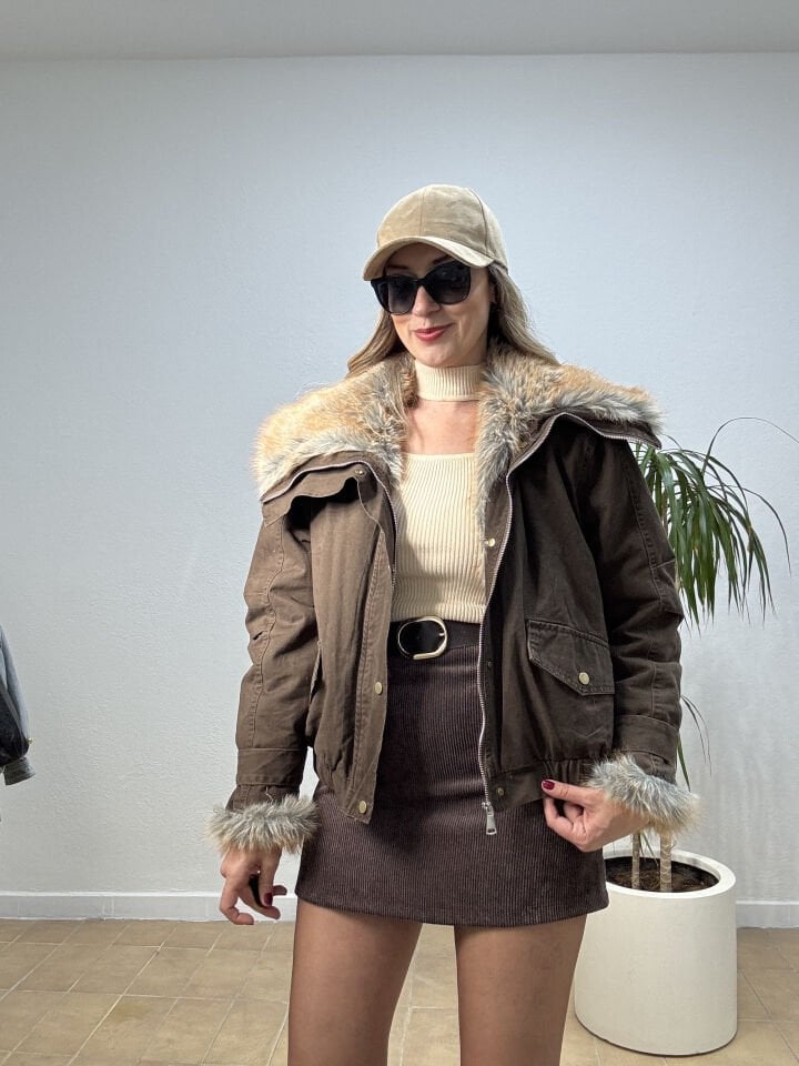 İTHAL İÇİ KÜRKLÜ MONT DP053 STD - Kahverengi