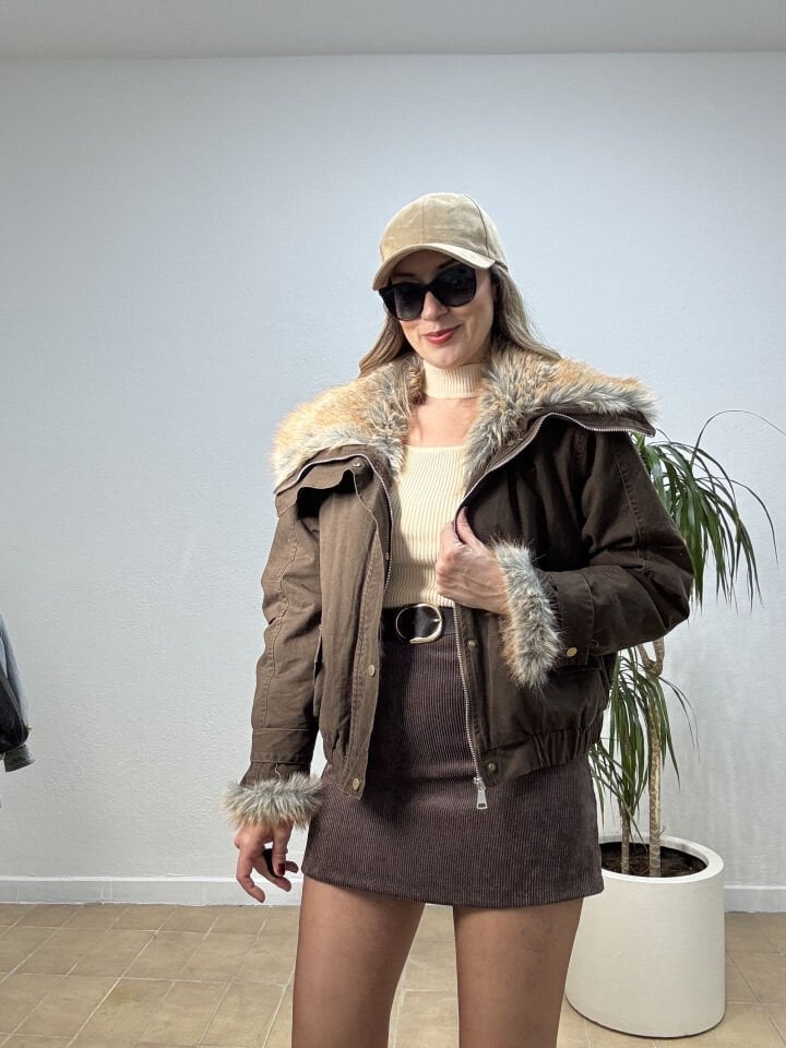 İTHAL İÇİ KÜRKLÜ MONT DP053 STD - Kahverengi