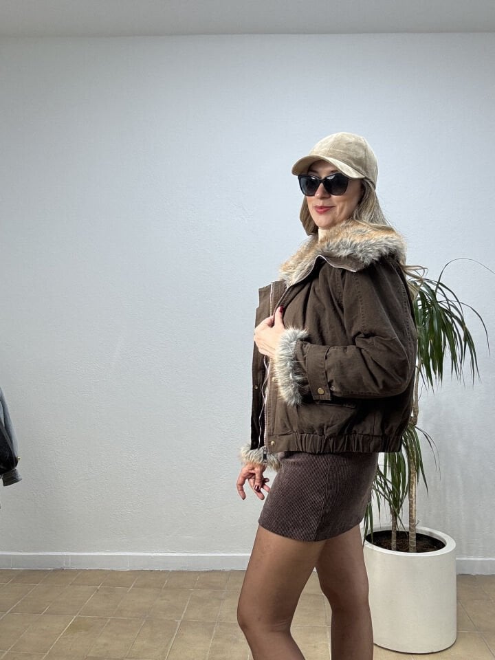 İTHAL İÇİ KÜRKLÜ MONT DP053 STD - Kahverengi