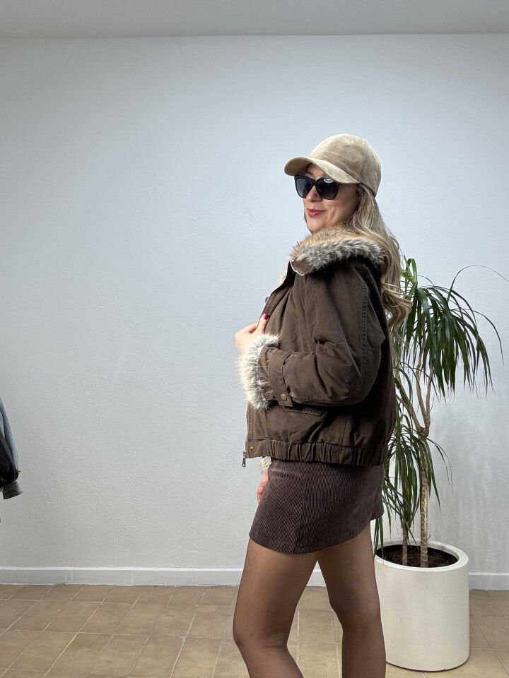 İTHAL İÇİ KÜRKLÜ MONT DP053 STD - Kahverengi