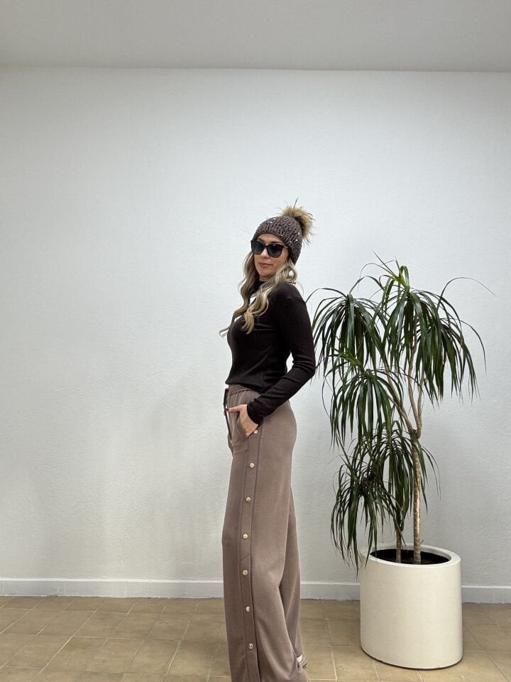 YANI DÜĞME DETAYLI MODAL PANTOLON 26Y1615 Kahverengi