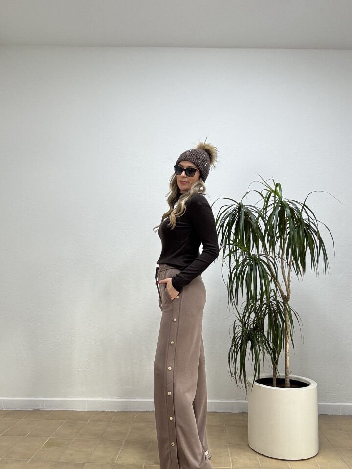 YANI DÜĞME DETAYLI MODAL PANTOLON 26Y1615 Kahverengi