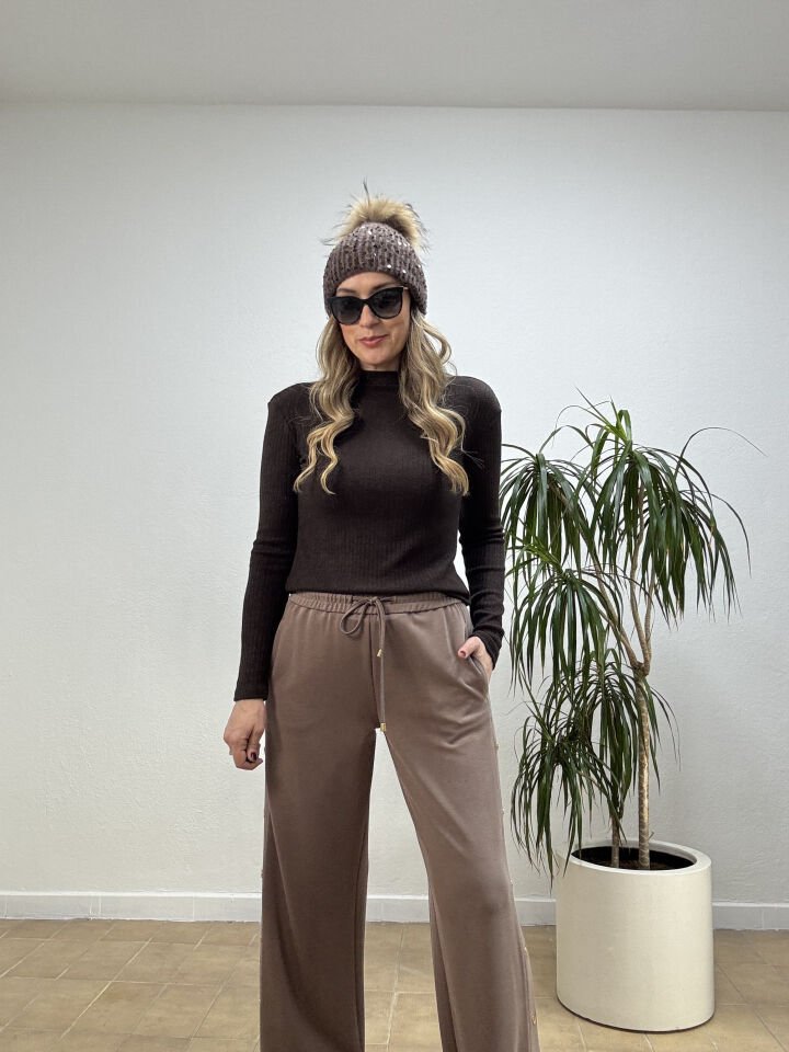 YANI DÜĞME DETAYLI MODAL PANTOLON 26Y1615 Kahverengi