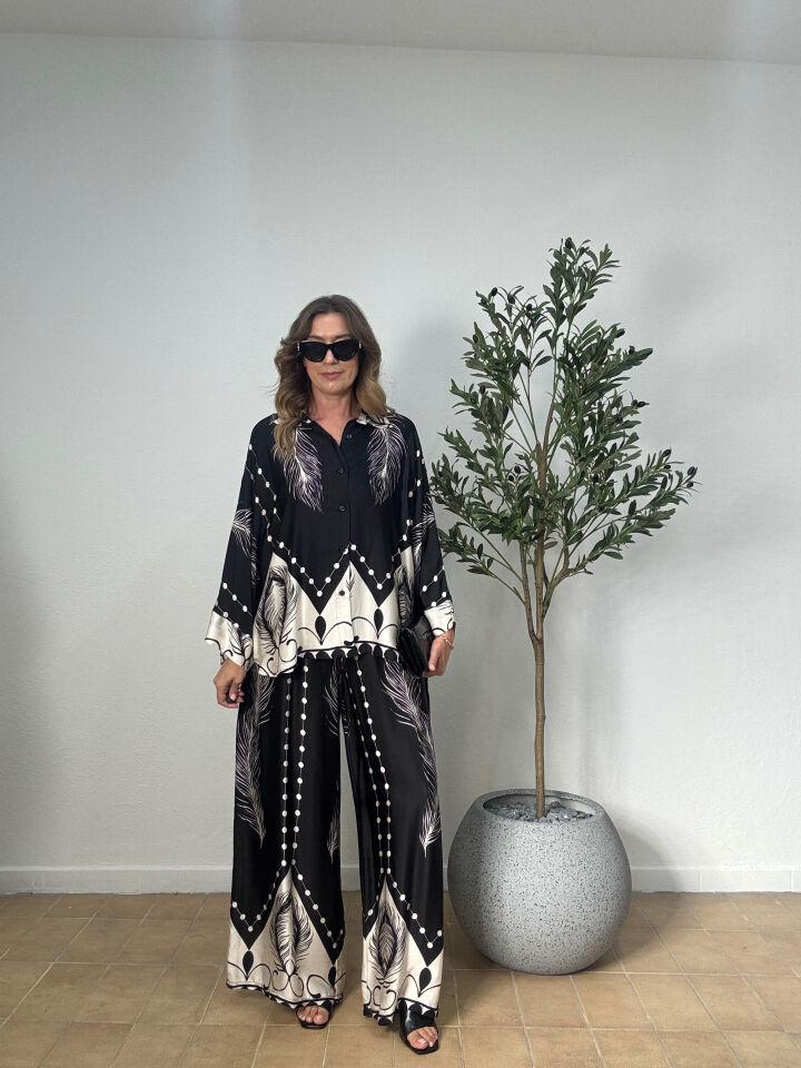 İTHAAL PAMUK SATEN TÜĞ DESENLİ GÖMLEKLİ TAKIM 6980
