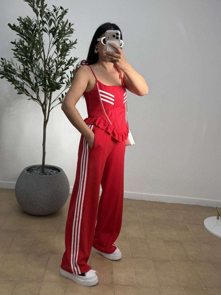 KIRMIZI BÜSTİYERLİ ÖRME TAKIM 0503 M