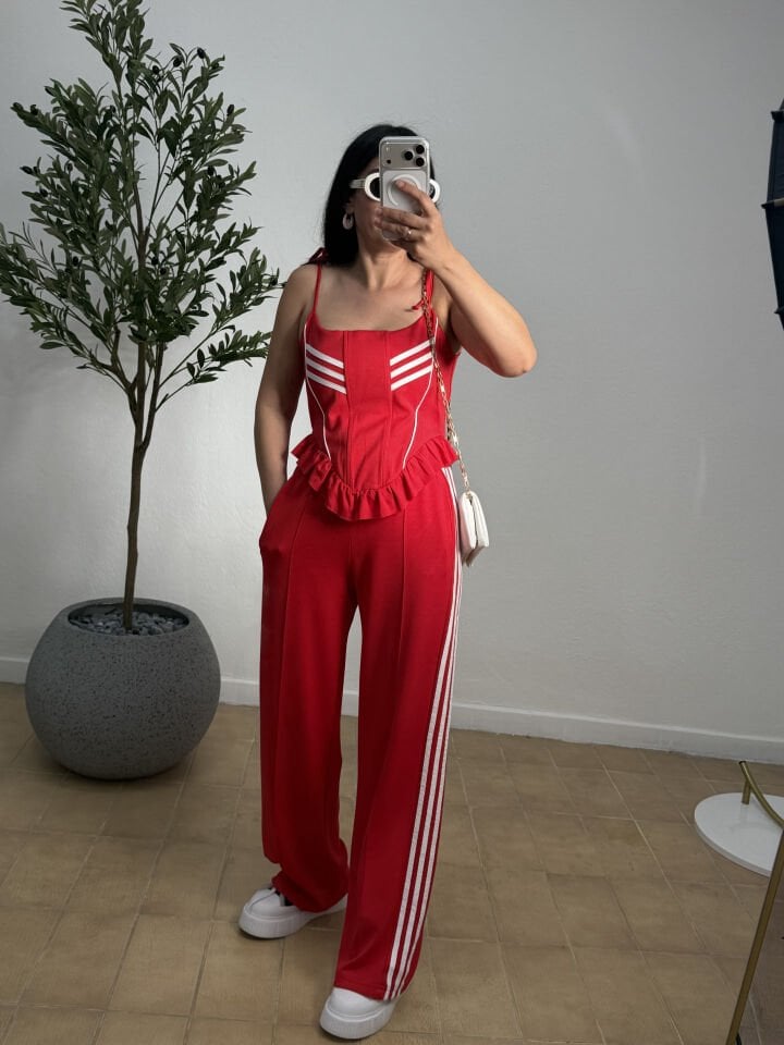 KIRMIZI BÜSTİYERLİ ÖRME TAKIM 0503 M