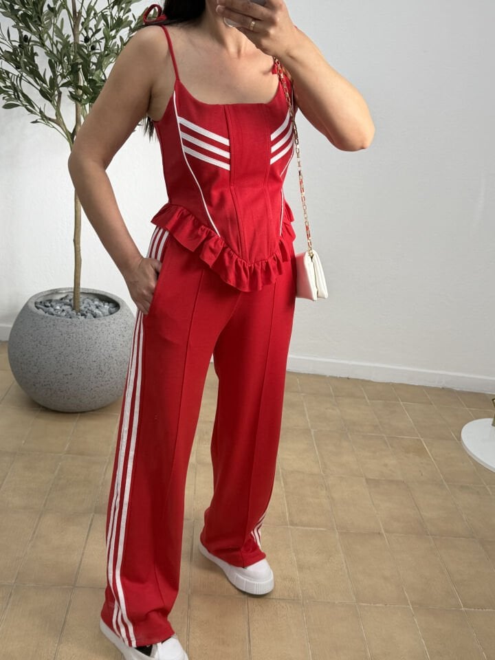 KIRMIZI BÜSTİYERLİ ÖRME TAKIM 0503 M