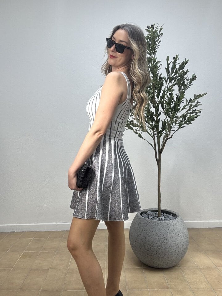 İTHAL SİMLİ MİNİ ELBİSE Gri - STD