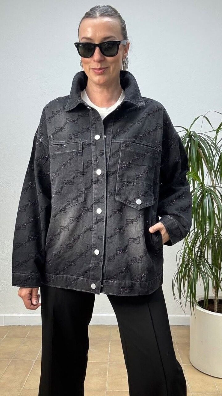 İTHAL B TAŞLI KOT CEKET SIYAH - STD