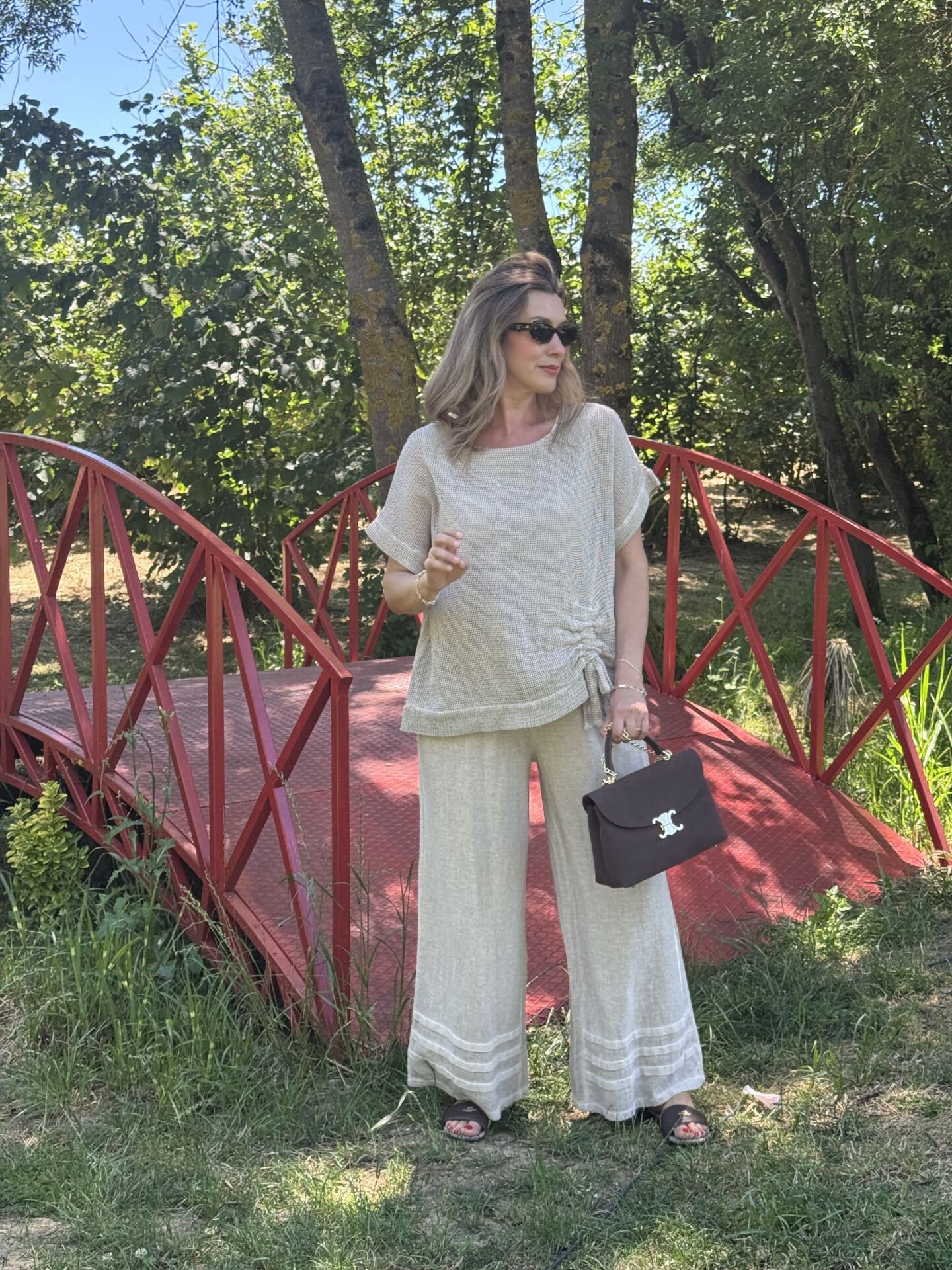 İTHAL FİLE DETAYLI PAMUK KETEN KISA KOLLU TAKIM 0901