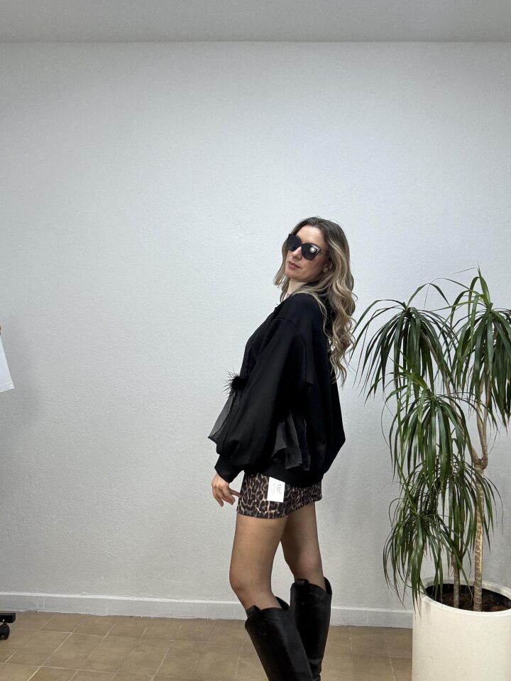 İTHAL TÜYLÜ FIRFIRLI MONT STD - Siyah