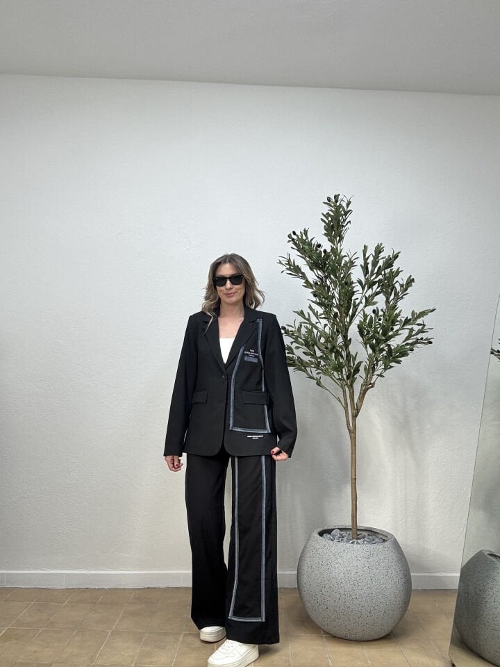 İTHAL JEAN DETAYLI CEKETLİ TAKIM XS - Siyah