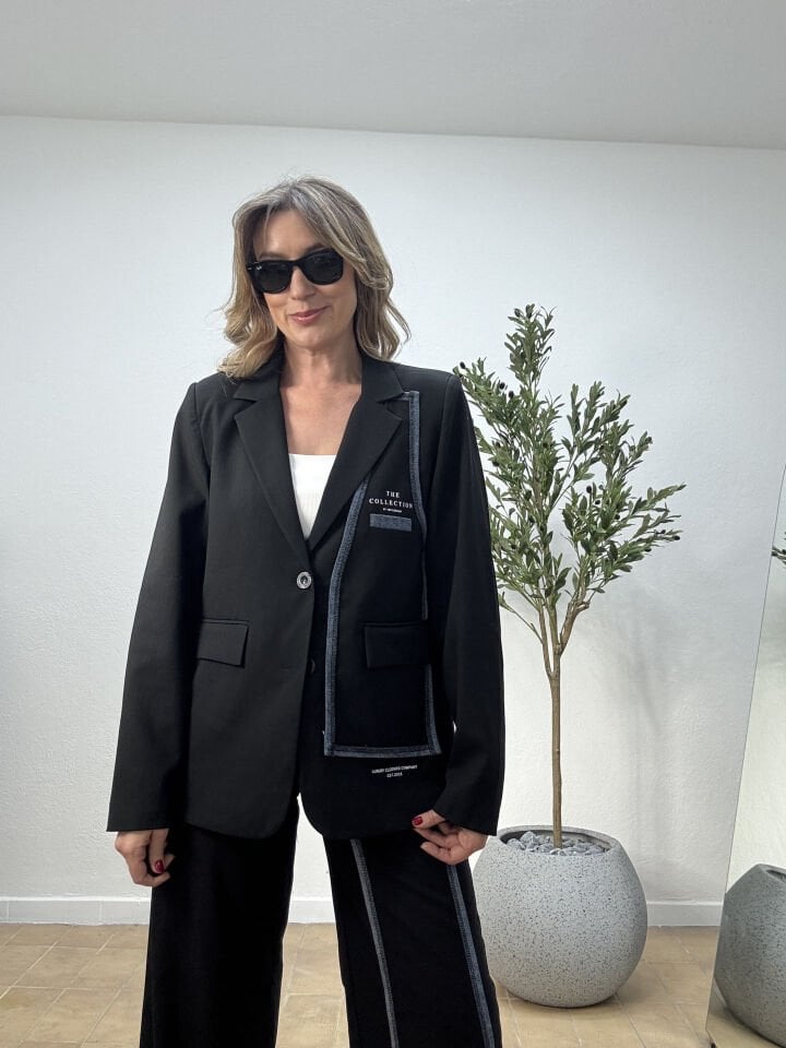 İTHAL JEAN DETAYLI CEKETLİ TAKIM XS - Siyah