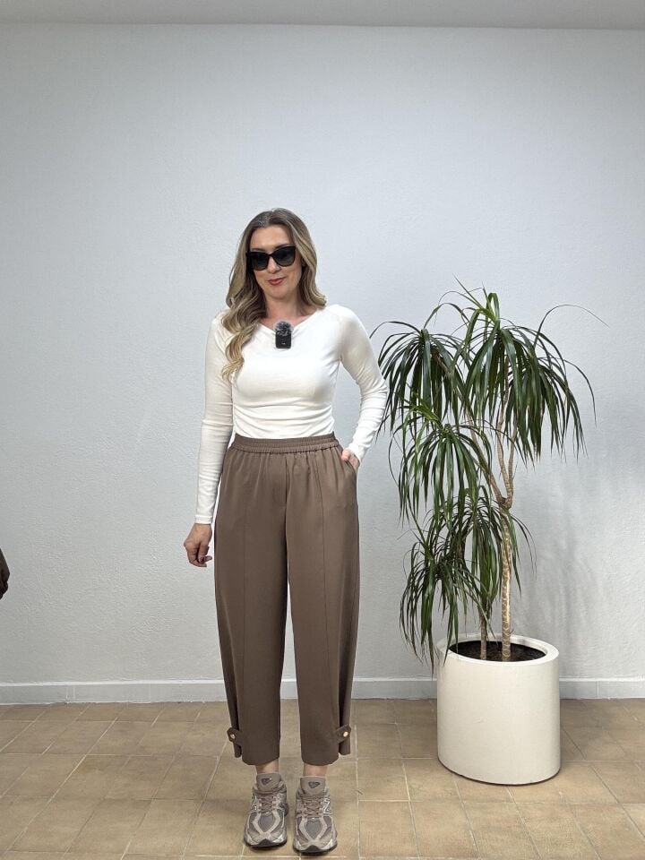 PAÇASI GÜMÜŞ TOKALI ŞALVAR PANTOLON 26Y1547 38 - Kahverengi