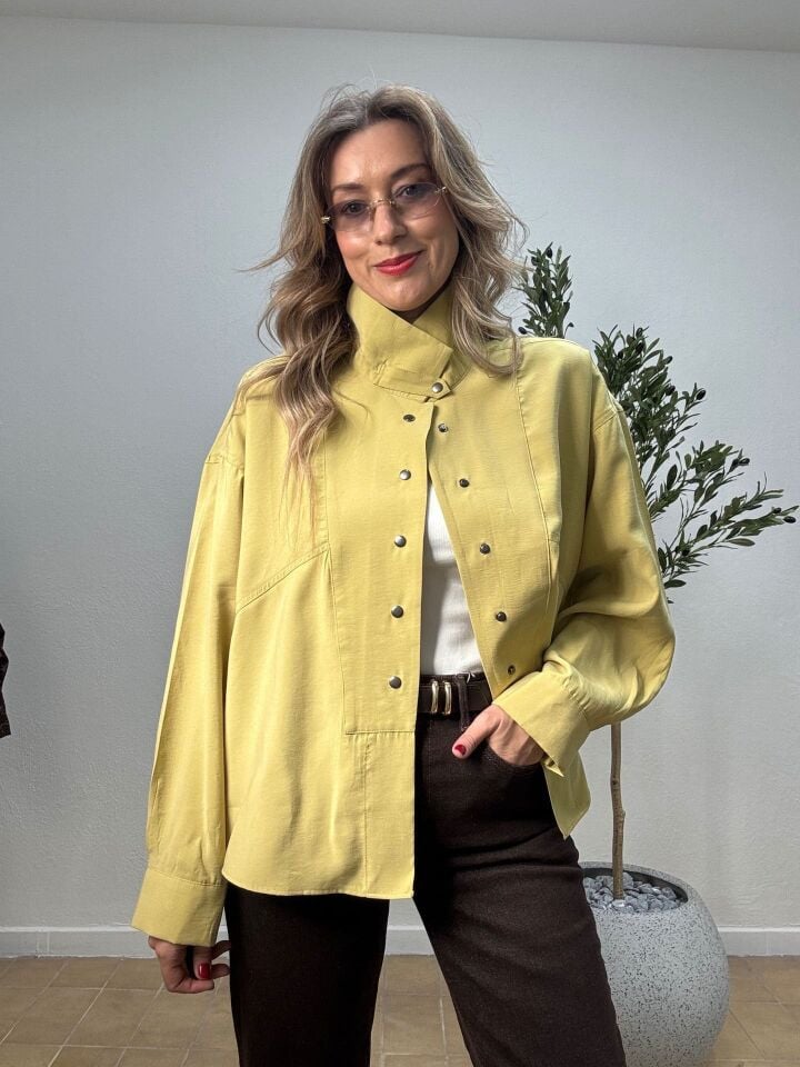 DROP DÜĞMELİ TENSEL GÖMLEK 3137 Olive - S