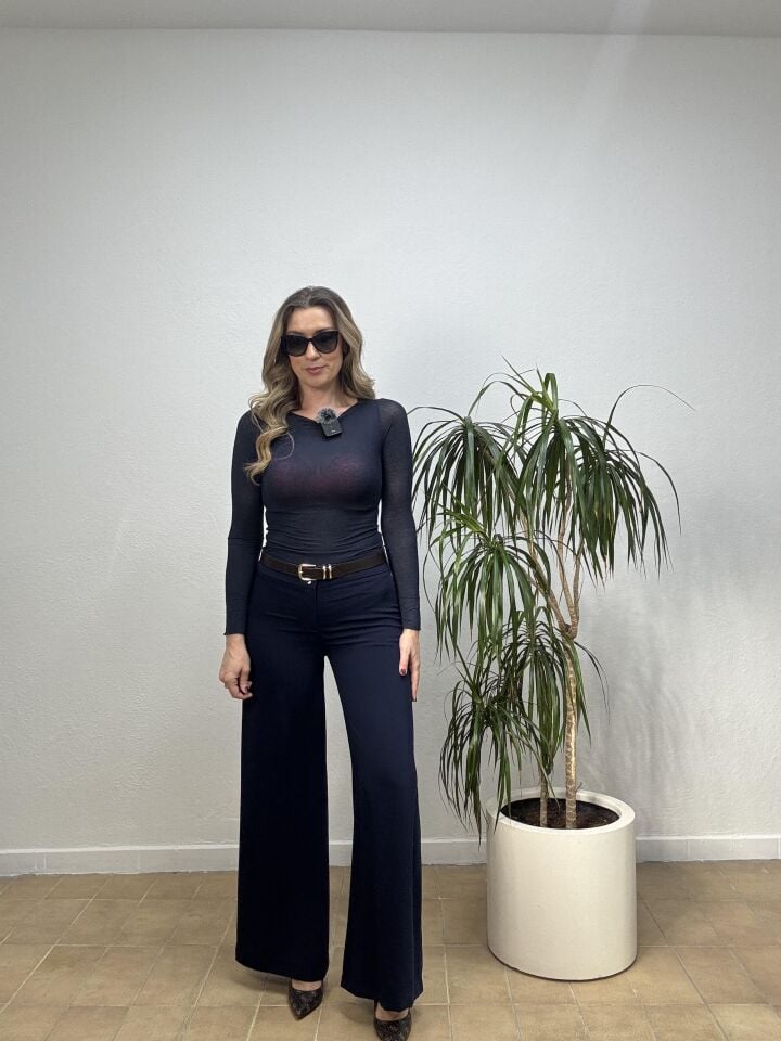 DÜZ PALAZZO PANTOLON 26Y1109 46 - Lacivert