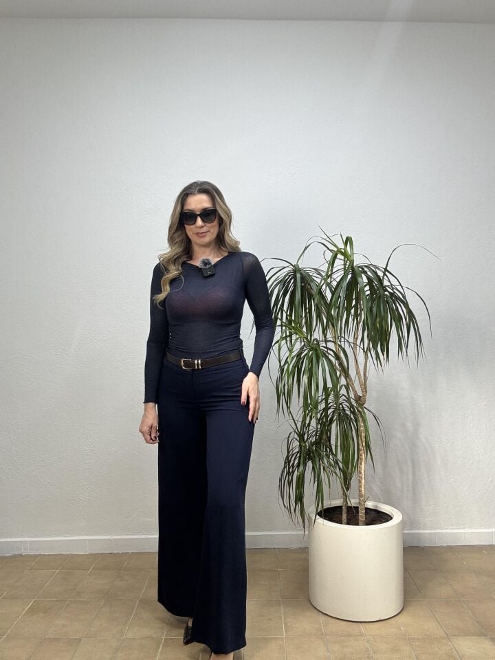 DÜZ PALAZZO PANTOLON 26Y1109 46 - Lacivert