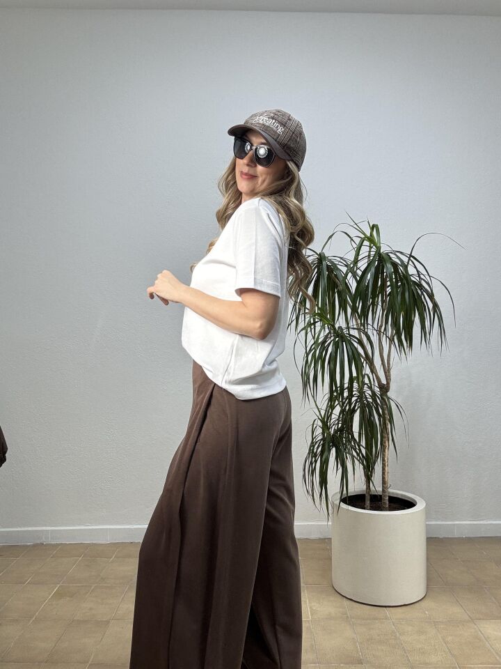 YANLARI AÇILAN MODAL PANTOLON 26Y1604 44 - Kahverengi