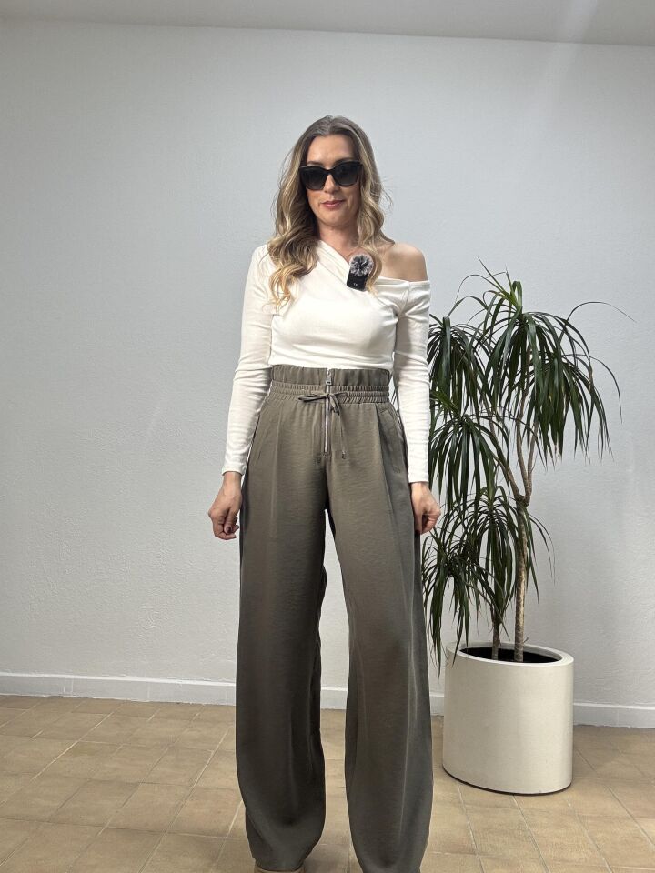 BELİ FERMUARLI PALAZZO PANTOLON 26Y1605 42 - Yeşil