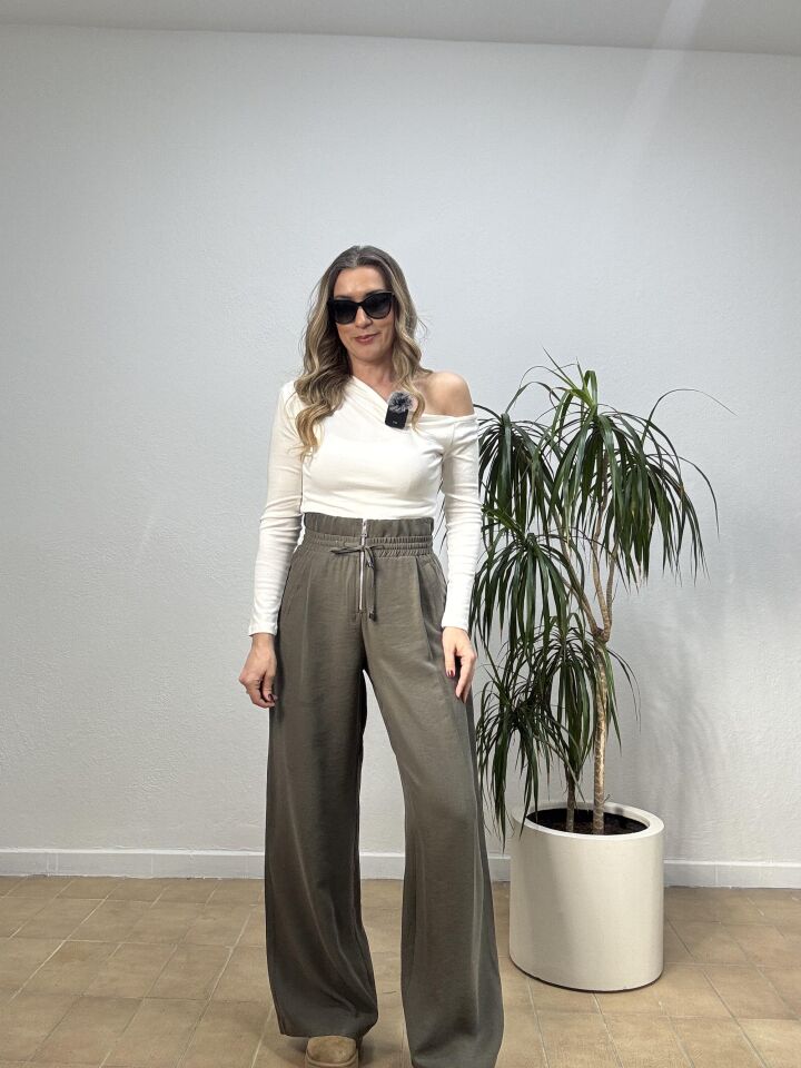 BELİ FERMUARLI PALAZZO PANTOLON 26Y1605 44 - Yeşil