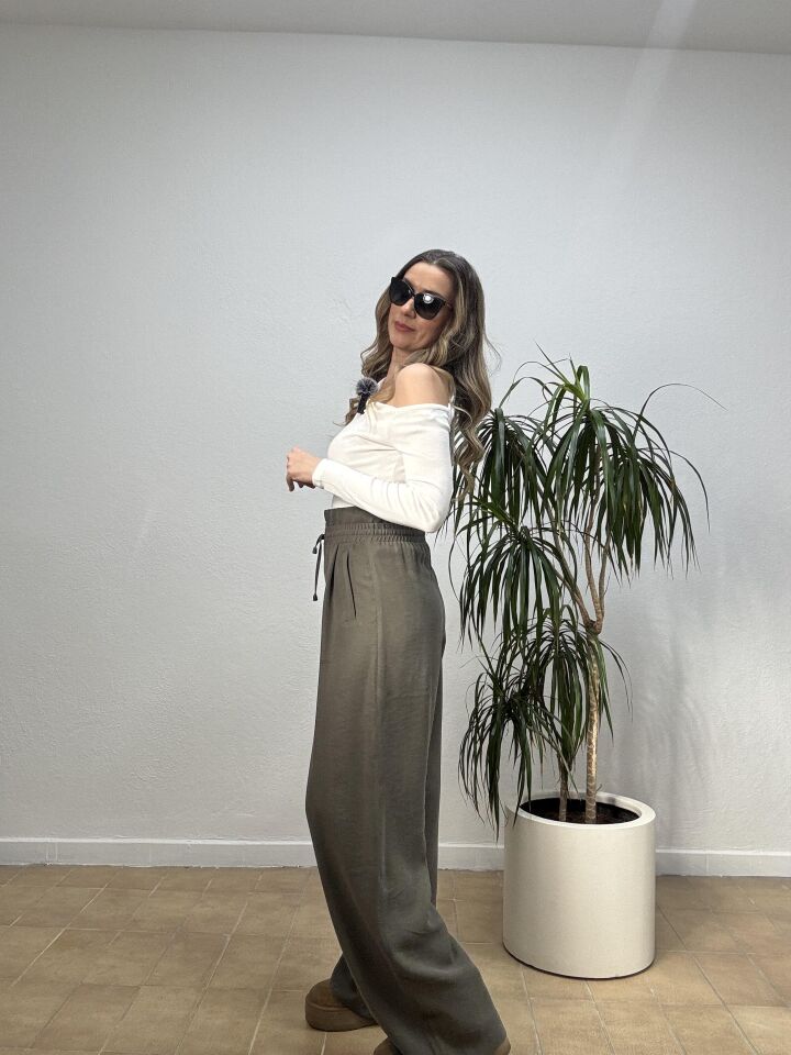 BELİ FERMUARLI PALAZZO PANTOLON 26Y1605 44 - Yeşil