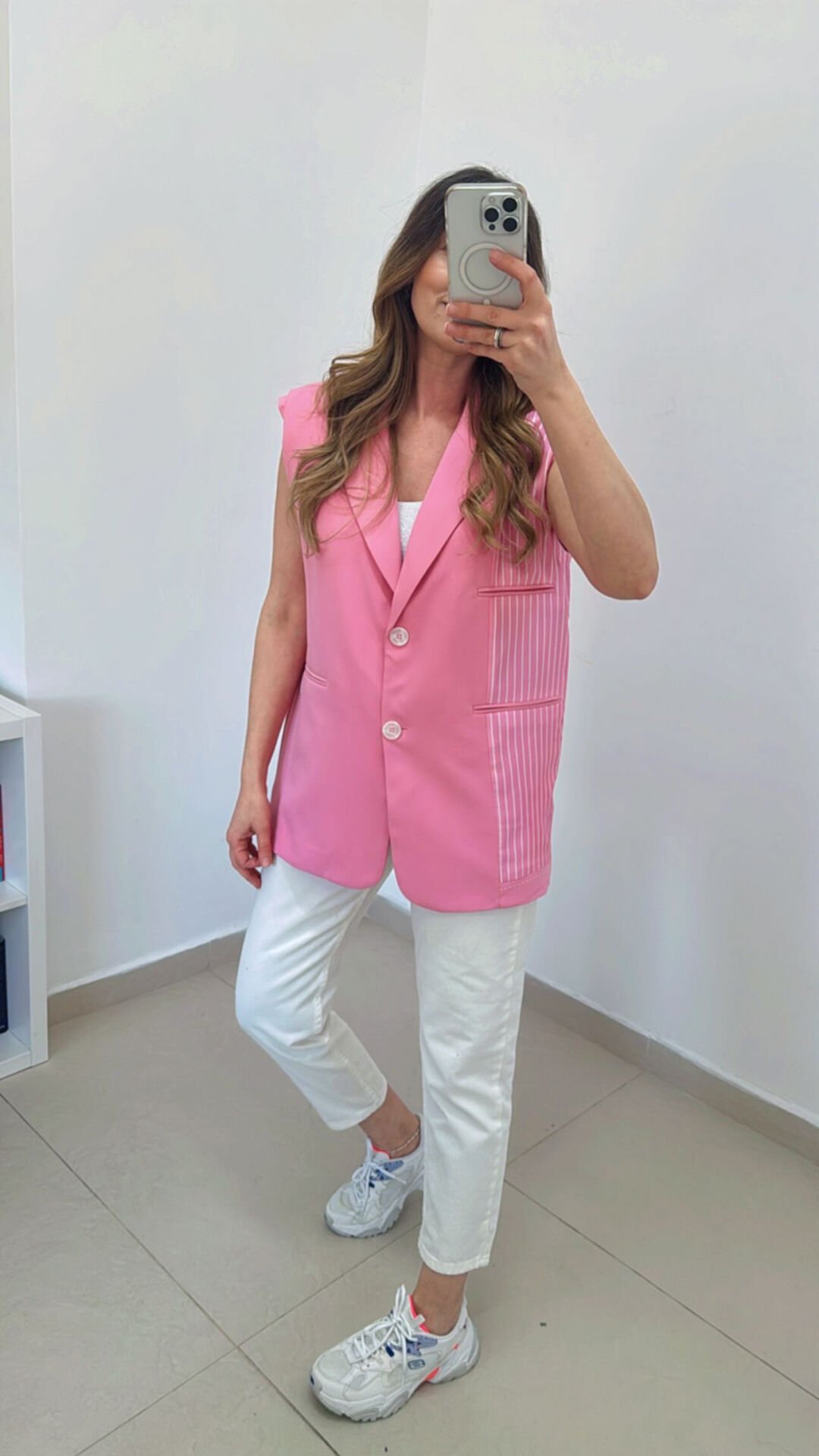 OWERSIZE YELEK L - Pembe
