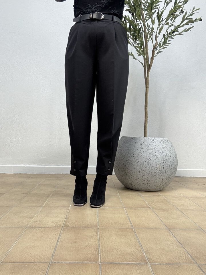 KYLIE KEMERLİ PAÇASI TOKALI PANTOLON 2630 42 - Siyah