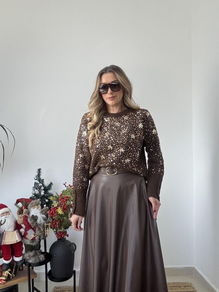 İTHAL KENDİNDEN KEMERLİ DERİ ETEK KHV / STD