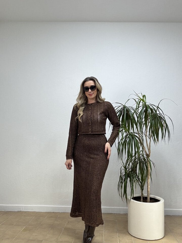 İTHAL SİMLİ ETEKLİ TAKIM STD - Kahverengi