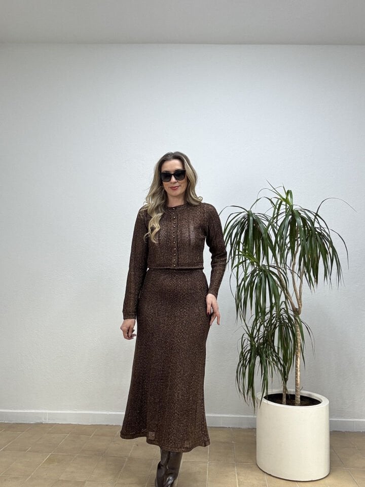 İTHAL SİMLİ ETEKLİ TAKIM STD - Kahverengi