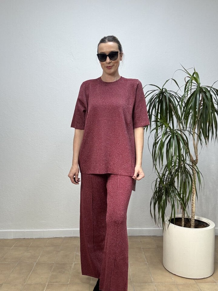 İTHAL BİSİKLET YAKA SİMLİ TAKIM STD - Bordo