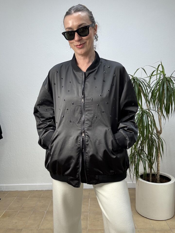 İTHAL DAMLA TAŞLI BOMBER MONT STD - Siyah