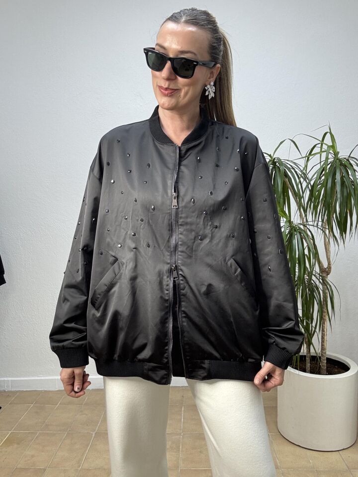 İTHAL DAMLA TAŞLI BOMBER MONT STD - Siyah