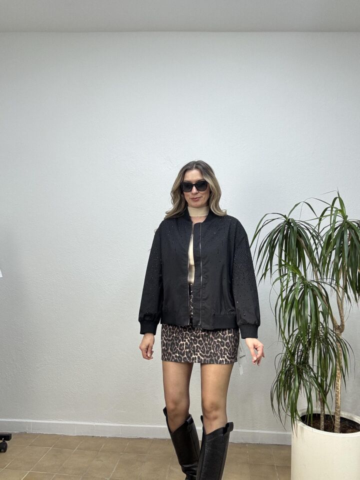 İTHAL TAŞLI BOMBER MONT STD - Siyah