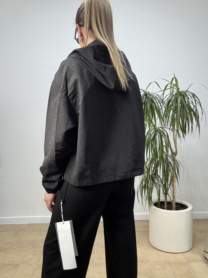 İTHAL TAŞLI FERMUARLI KISA CEKET SIYAH - STD