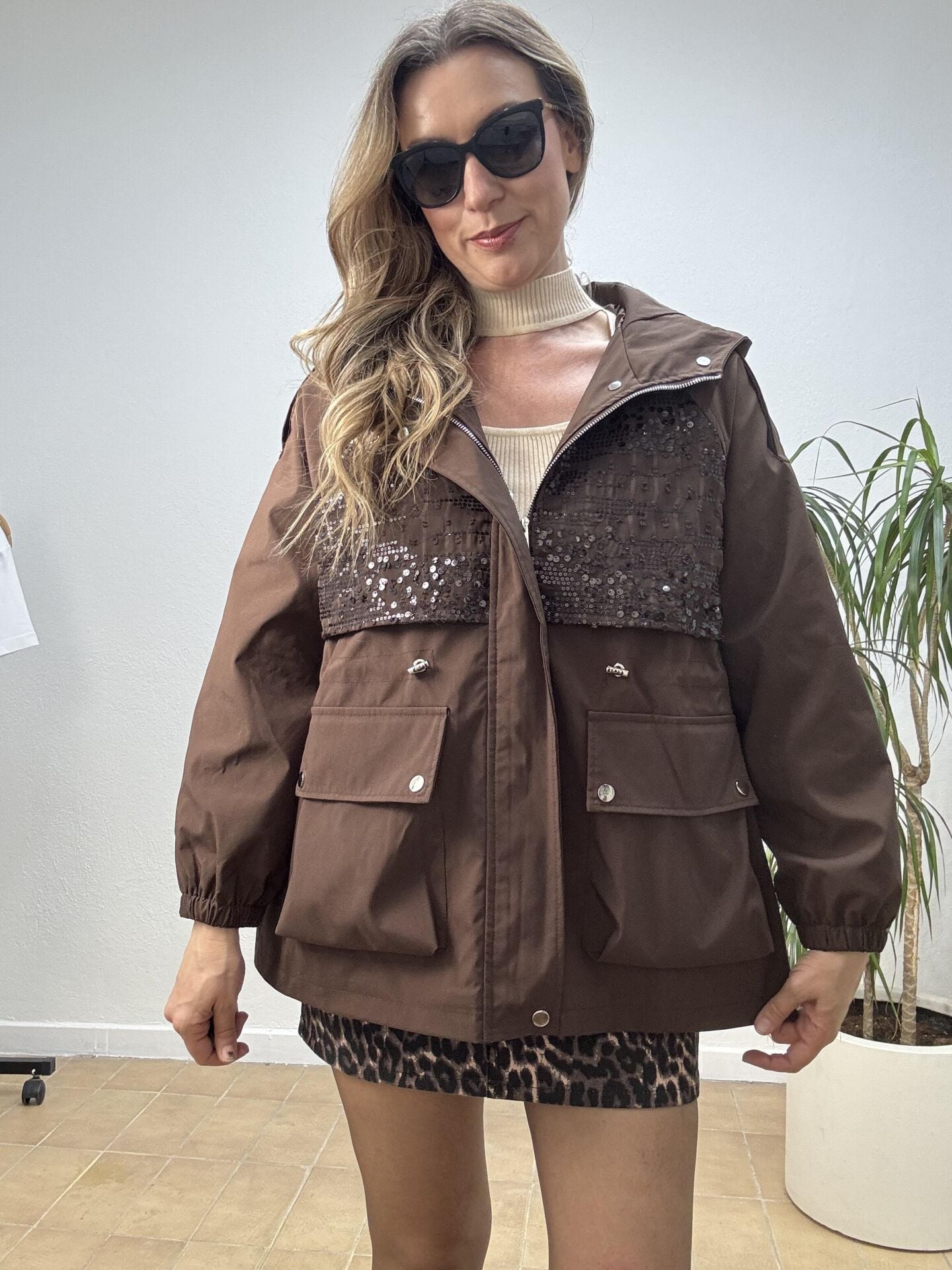 İTHAL PAYETLİ TRENÇKOT MRC STD - Kahverengi