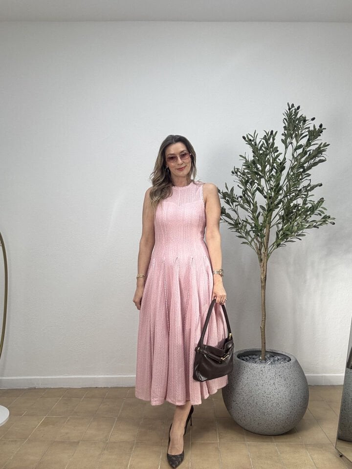 İTHAL BELDEN OTURMALI ALTI KLOŞ ELBİSE 3004-5 STD - Pembe