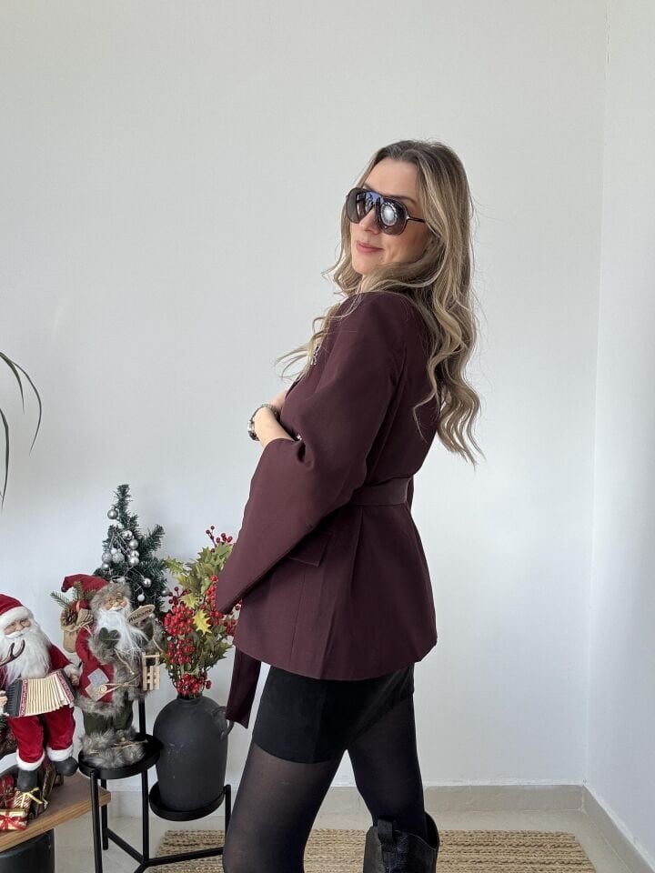 İTHAL BORDO TAŞLI CEKET BORDO / L