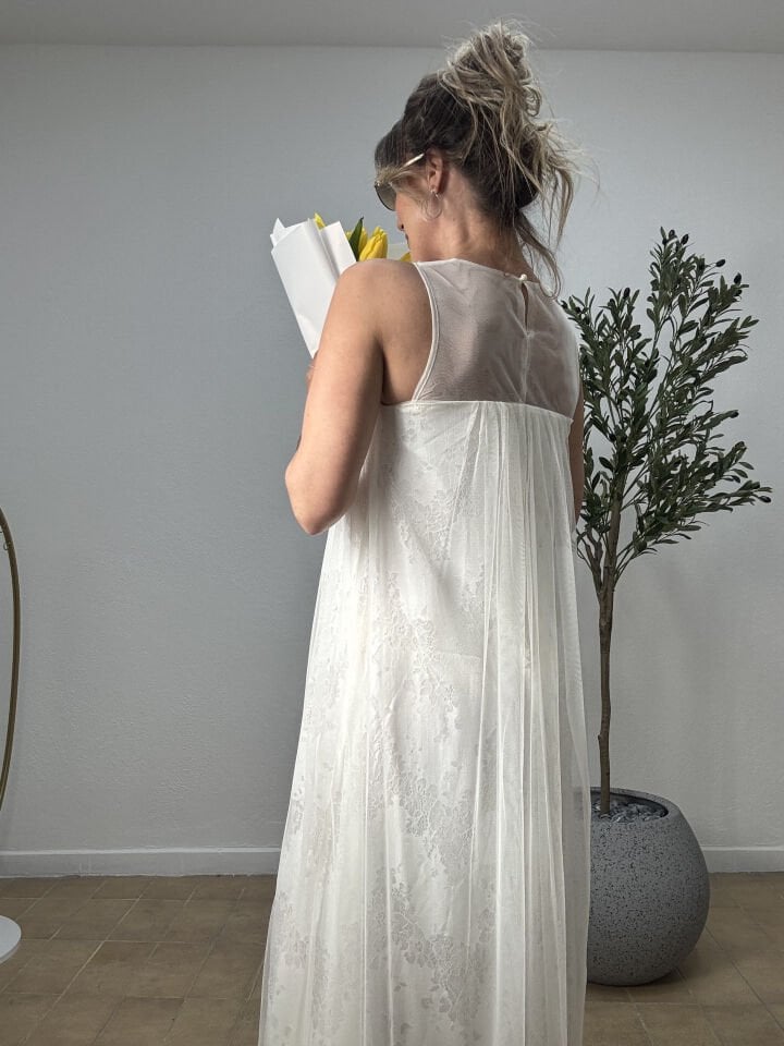 İTHAL TÜL ELBİSE 3004-8 STD - Krem