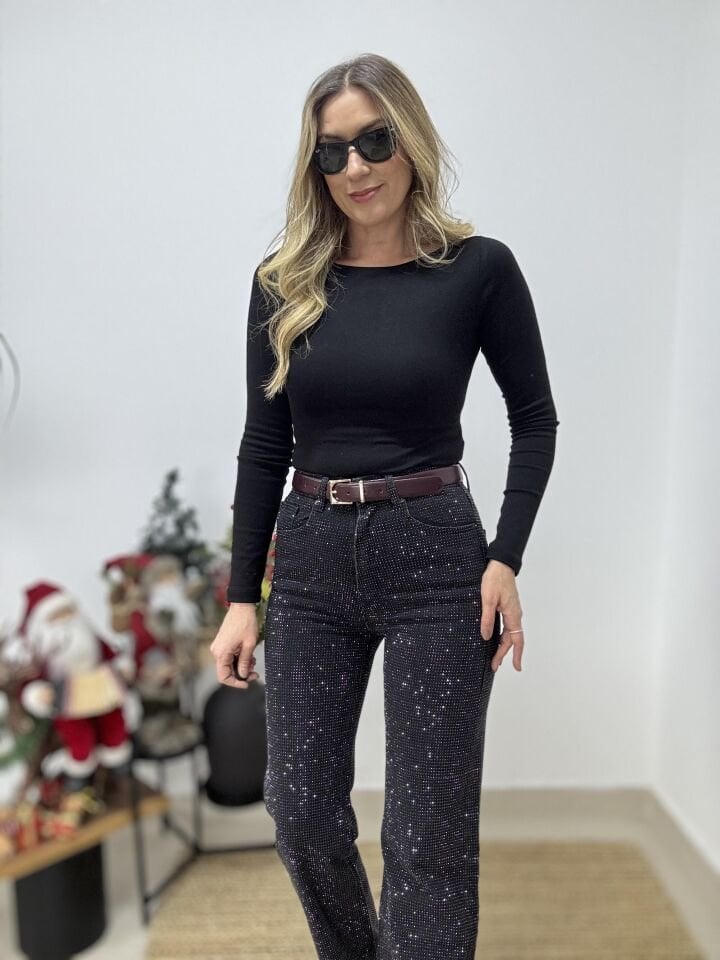 İTHAL FULL TAŞLI LİKRALI JEAN SİYAH / 36