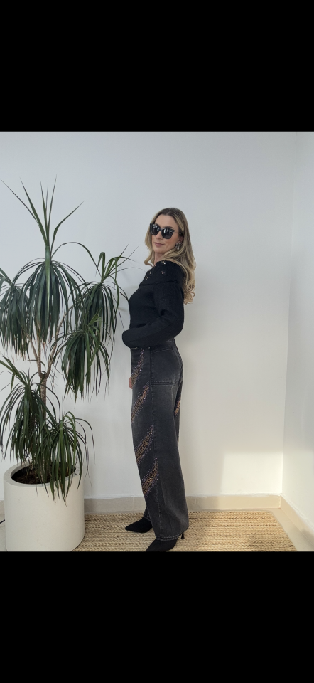 İTHAL TAŞLI BALON JEAN SİYAH / 40