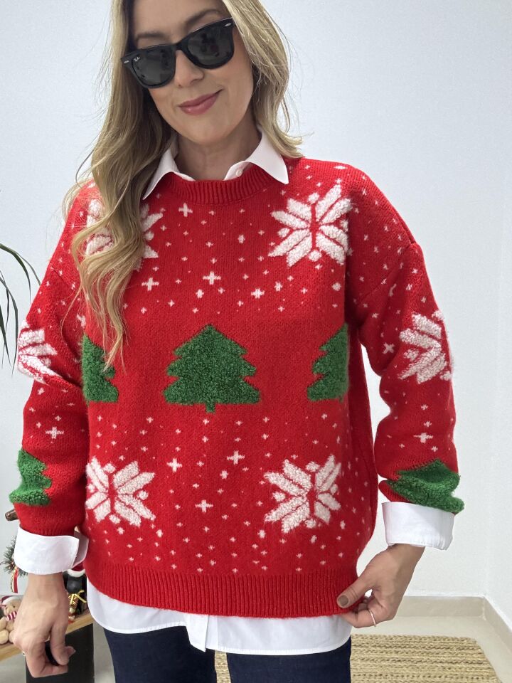 YILBAŞI TEMALI TRİKO KIRMIZI / STD