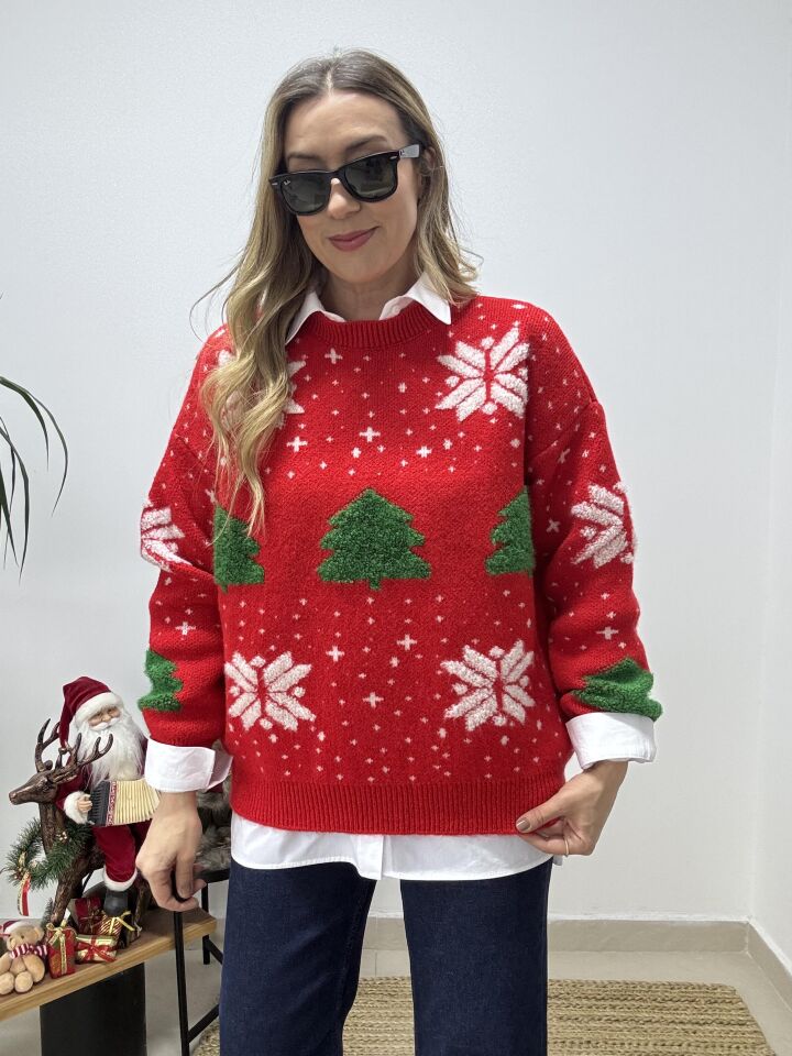 YILBAŞI TEMALI TRİKO KIRMIZI / STD