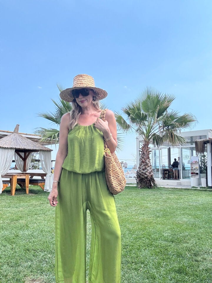 İTHAL İPEK ASKILI ASTARLI TULUM 64926 STD - Yeşil