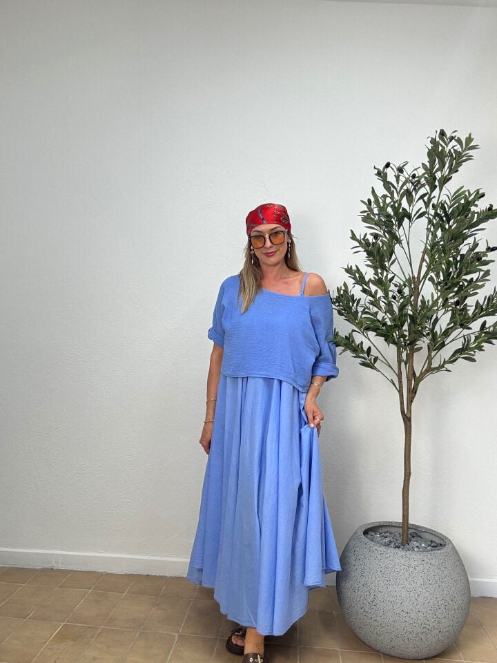İTHAL DÜZ DESEN PAMUKLU ELBİSE 6551