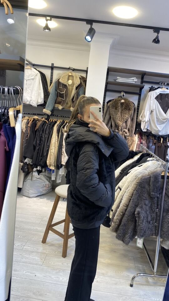 İTHAL ÖN ARKA KÜRK KOLLARI ŞİŞME MONT SİYAH / STD