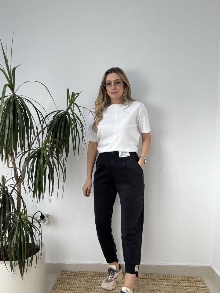 BELİ FERMUARLI MODAL  PANTOLON SİYAH / M