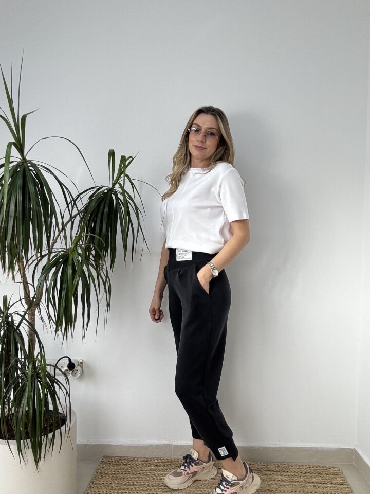 BELİ FERMUARLI MODAL  PANTOLON SİYAH / M