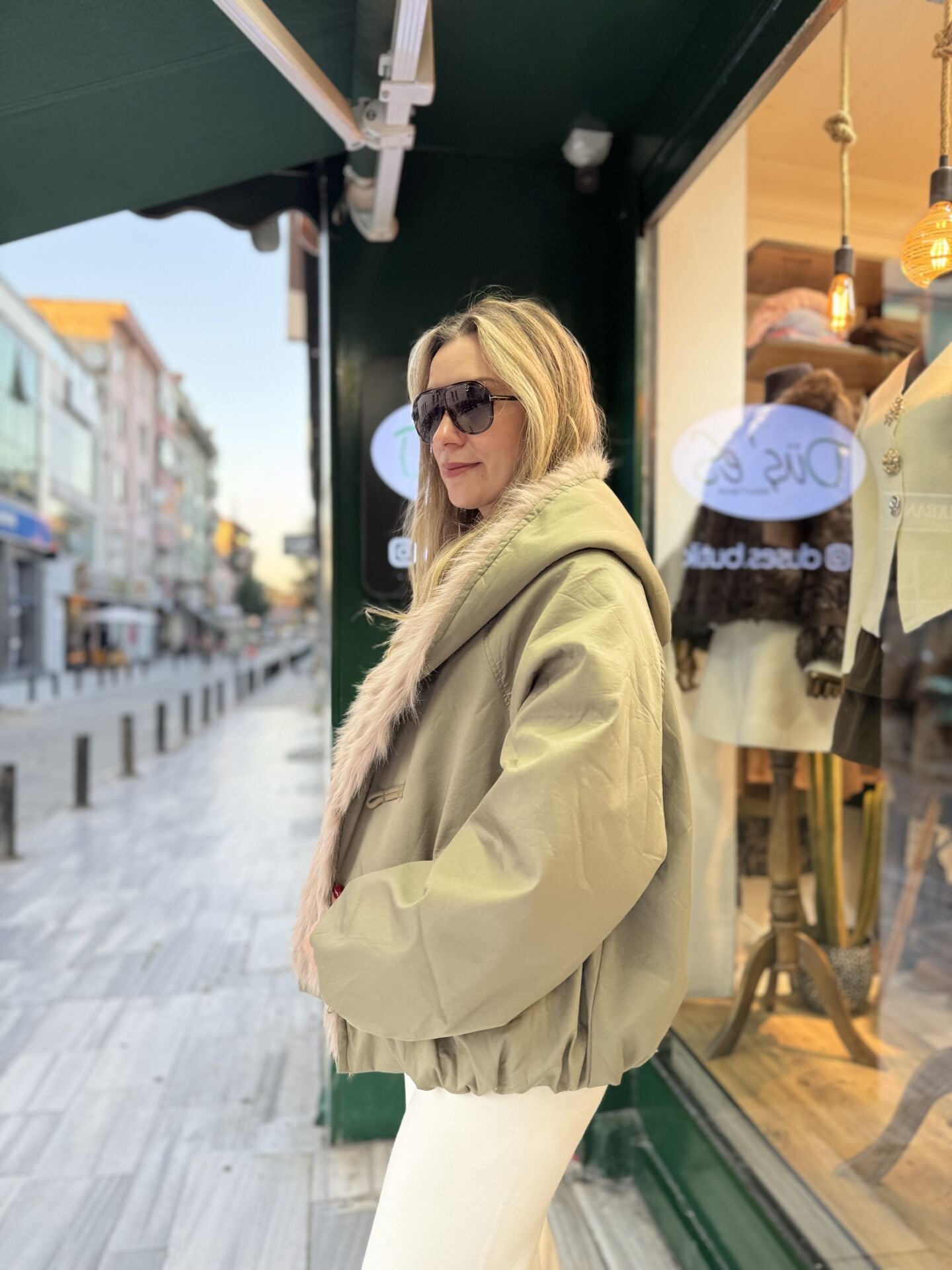 İTHAL ÇİFT TARAFLI FİL DİŞİ DÜĞMELİ MONT HAKİ / STD